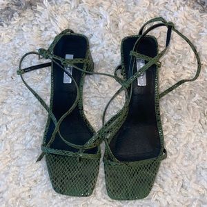 Green snake skin heels
